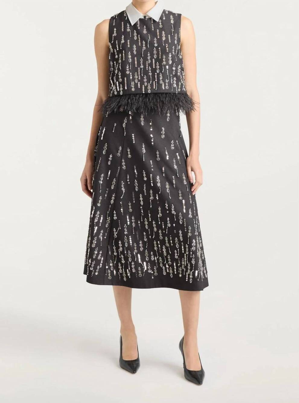 NEW CINQ A SEPT selene button closure top in charcoal multi
